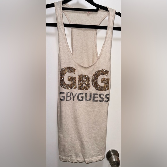 G by Guess | 100% Cotton Small Gorgeous Gold Glittery Sparkling Sequin Tank Top - Picture 2 of 10